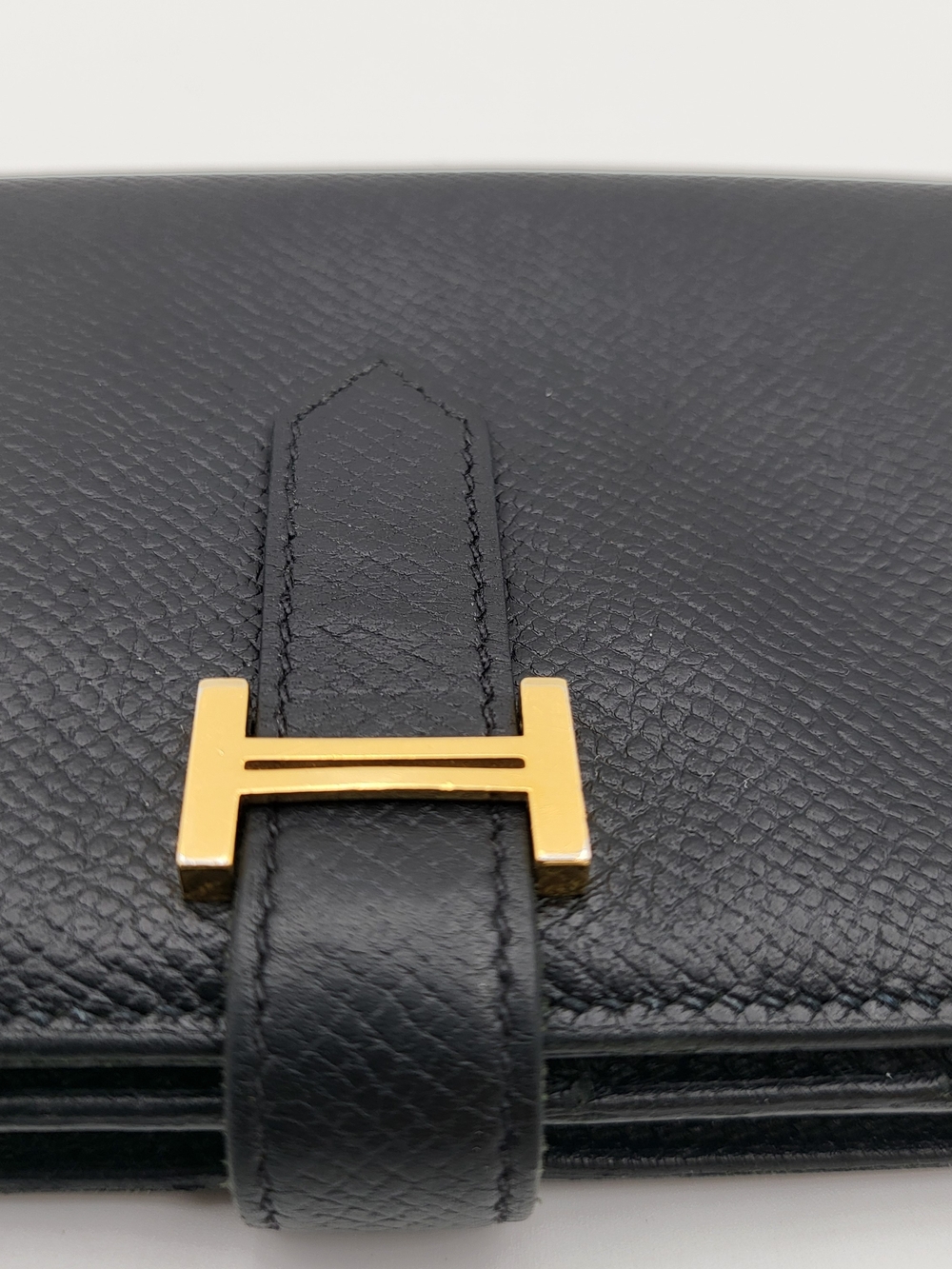 Hermes Bearn Black Epson Calfskin Leather Wallet with Gold Foil Logo,,Authentic. - Picture 2 of 16